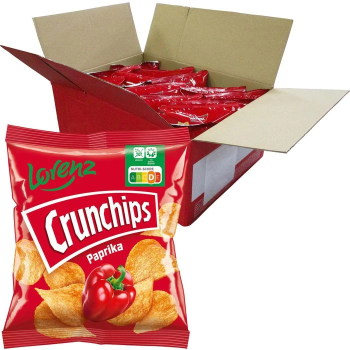 Lorenz Chips Crunchips Paprika, Kartoffelchips, Je 25g, 20 Tüten 3 Lorenz Chips Crunchips Paprika, Kartoffelchips, Je 25g, 20 Tüten