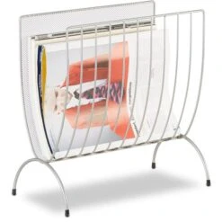 Relaxdays Zeitungsständer Aus Metall, 34 X 35 X 18cm, Silber