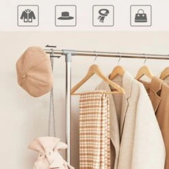 Songmics Garderobenständer LLR401, Mit Rollen, Ausziehbar, Metall, Silber / Grau -Küche Fach Geschäft 74e955e9378d5cc7a3ea9c2d9df284d1e113066d garderobenstaender songmics llr401