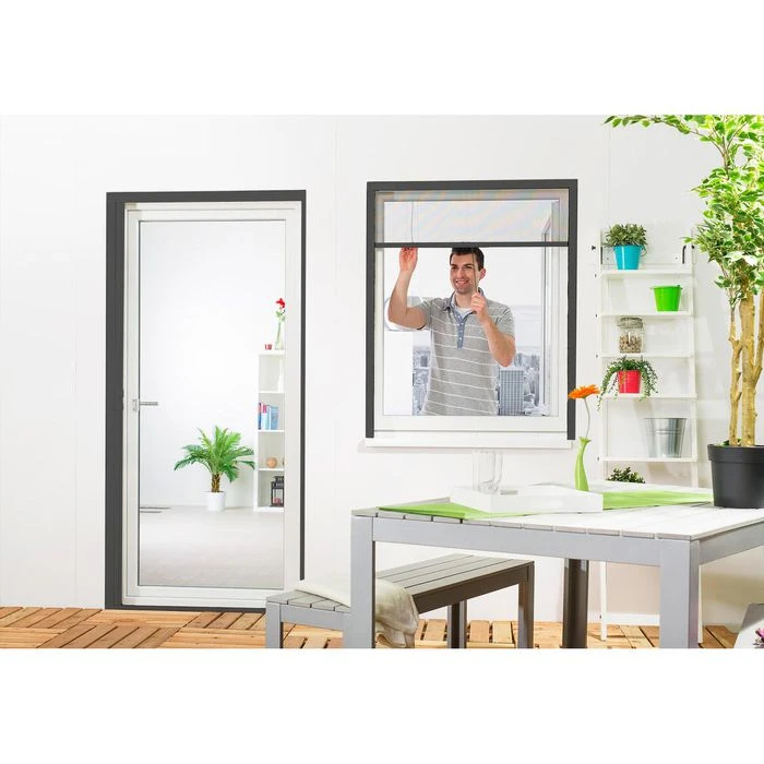 Culex Fliegengitter Alu Smart Anthrazit, Für Fenster, Mit Rahmen, Mit Rollo, 160x160cm 4 Culex Fliegengitter Alu Smart Anthrazit, Für Fenster, Mit Rahmen, Mit Rollo, 160x160cm – Bild 2