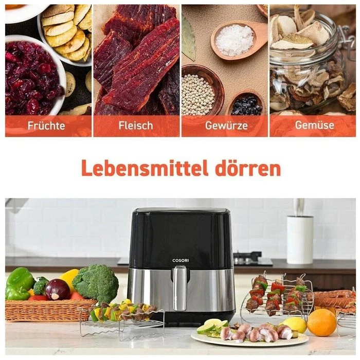 Cosori Fritteuse XXL, CP258-AF-DEU, 1700 W, Heißluftfritteuse, Dörrfunktion, 5,5 Liter 5 Cosori Fritteuse XXL, CP258-AF-DEU, 1700 W, Heißluftfritteuse, Dörrfunktion, 5,5 Liter – Bild 3