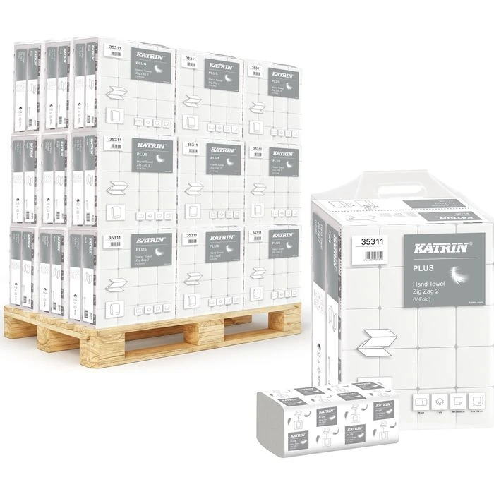 Katrin Papierhandtücher Plus ZZ 2, 35311, Palette, 2-lagig, Zick-Zack, 22,4x23cm, 4000 Stück, 36 Pack 3 Katrin Papierhandtücher Plus ZZ 2, 35311, Palette, 2-lagig, Zick-Zack, 22,4x23cm, 4000 Stück, 36 Pack