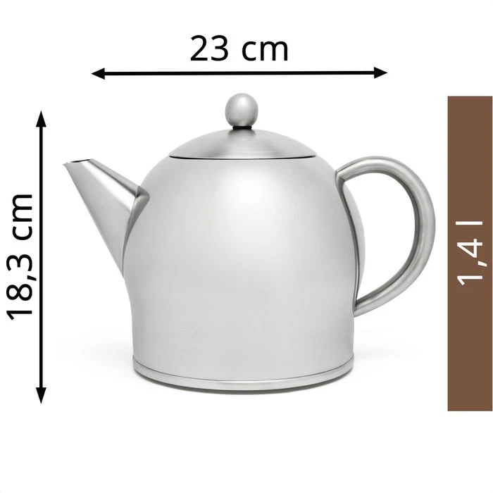 Bredemeijer Tee-Kanne Minuet Santhee, Edelstahl, Doppelwandig, Silber Matt, 1,4 L 4 Bredemeijer Tee-Kanne Minuet Santhee, Edelstahl, Doppelwandig, Silber Matt, 1,4 L – Bild 2