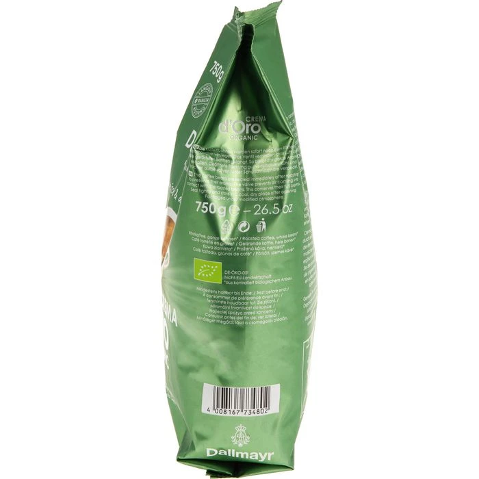 Dallmayr Kaffee Gran Verde Cafe Crema, BIO, Ganze Bohnen, Fairtrade, 750g 7 Dallmayr Kaffee Gran Verde Cafe Crema, BIO, Ganze Bohnen, Fairtrade, 750g – Bild 5