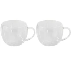 Böttcher-AG Kaffeegläser Teeglas, Doppelwandig, Mit Henkel, 250ml, 2 Stück