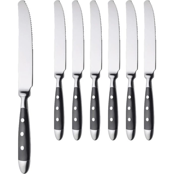 Gräwe Menümesser Nürnberg, Edelstahl 18/0, Geschmiedet, Silber / Schwarz, 6 Stück 3 Gräwe Menümesser Nürnberg, Edelstahl 18/0, Geschmiedet, Silber / Schwarz, 6 Stück