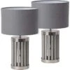 Schreibtischlampe BRUBAKER Grau, Holz-Chrom-Standfuß, 2 Stück -Küche Fach Geschäft 873a80525b2e5b7a032adc2a5a6b1ca83b9d7f00 schreibtischlampe brubaker