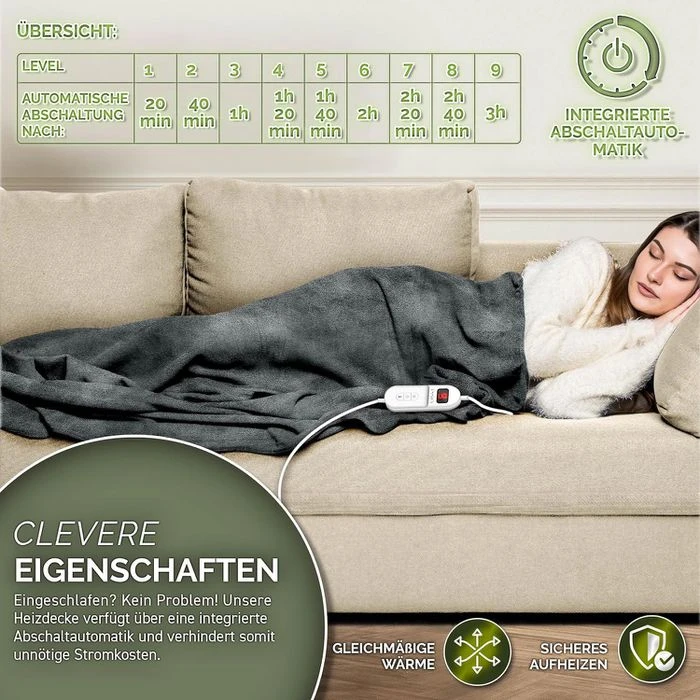 Sinnlein Heizdecke WHD03, 180 X 130cm, Abschaltautomatik, Timerfunktion 5 Sinnlein Heizdecke WHD03, 180 X 130cm, Abschaltautomatik, Timerfunktion – Bild 3