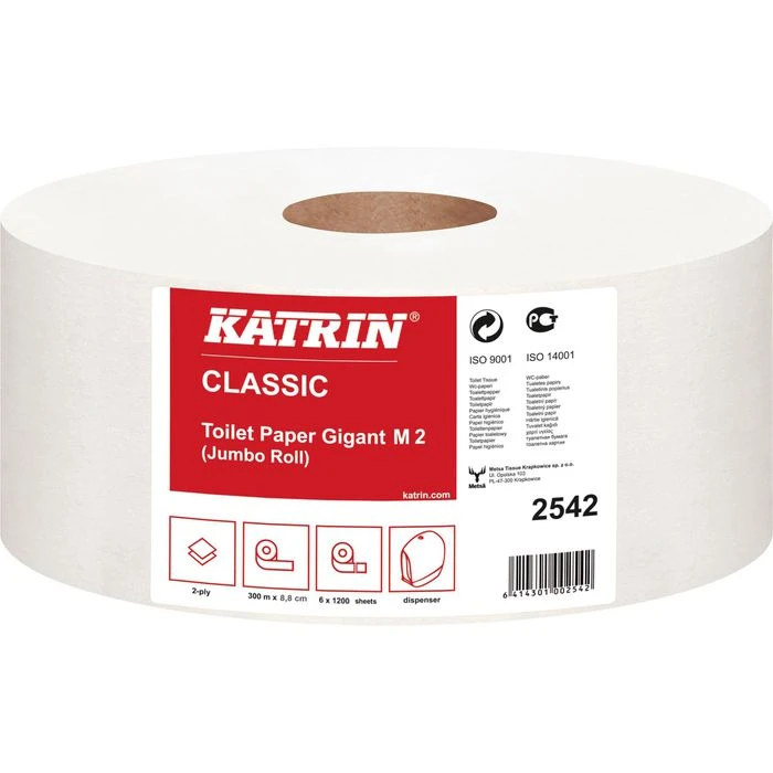 Katrin Toilettenpapier Classic Gigant Toilet L2, 2542, 2-lagig, Tissue, 1200 Blatt, 6 Rollen 5 Katrin Toilettenpapier Classic Gigant Toilet L2, 2542, 2-lagig, Tissue, 1200 Blatt, 6 Rollen – Bild 3