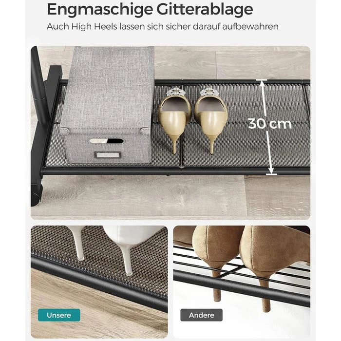 Songmics Garderobenständer HSR25BK, Bis 40 Kg, Mit Rollen & Ablage, Metall, Schwarz 6 Songmics Garderobenständer HSR25BK, Bis 40 Kg, Mit Rollen & Ablage, Metall, Schwarz – Bild 4