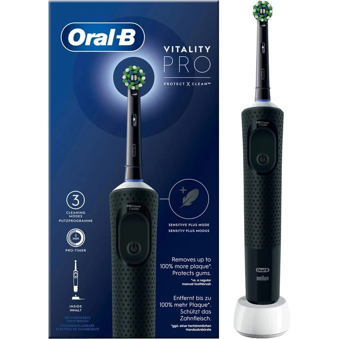 Oral B Oral-B Elektrische-Zahnbürste Vitality Pro Schwarz, Protect X Clean, 3 Putzmodi, 1 Aufsteckbürste 3 Oral B Oral-B Elektrische-Zahnbürste Vitality Pro Schwarz, Protect X Clean, 3 Putzmodi, 1 Aufsteckbürste