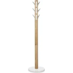 Umbra Garderobenständer Flapper, 320361-668, Mit 9 Klappbaren Haken, Holz, Natur / Weiß
