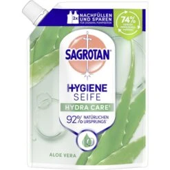 Sagrotan Seife Sanft Zur Haut, Aloe Vera, Flüssigseife, Nachfüllbeutel, 500ml
