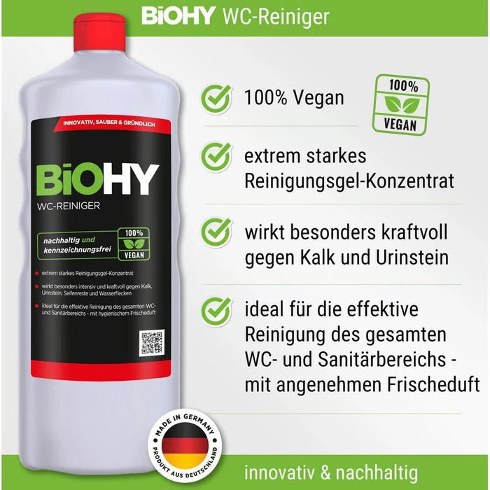 BiOHY WC-Reiniger 014-001, 100% Vegan, Bio-Konzentrat, 1 Liter 4 BiOHY WC-Reiniger 014-001, 100% Vegan, Bio-Konzentrat, 1 Liter – Bild 2