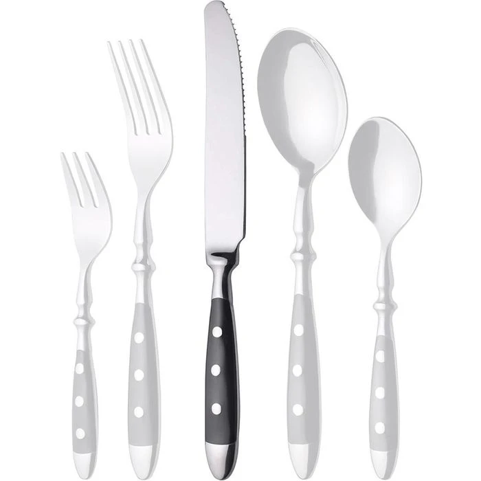 Gräwe Menümesser Nürnberg, Edelstahl 18/0, Geschmiedet, Silber / Schwarz, 6 Stück 4 Gräwe Menümesser Nürnberg, Edelstahl 18/0, Geschmiedet, Silber / Schwarz, 6 Stück – Bild 2