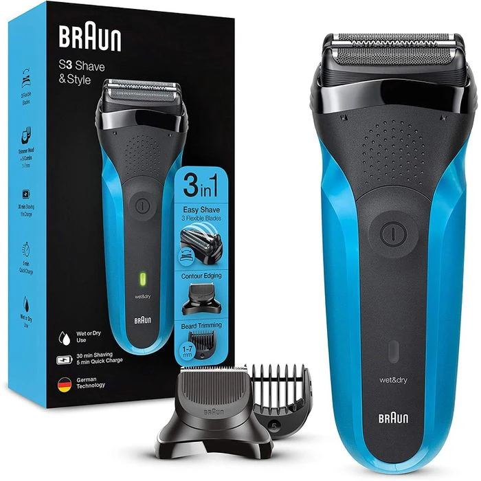 Braun Elektrorasierer Series 3 310BT Shave & Style, Für Herren, Wet & Dry, Mit Trimmer, Schwarz/blau 3 Braun Elektrorasierer Series 3 310BT Shave & Style, Für Herren, Wet & Dry, Mit Trimmer, Schwarz/blau