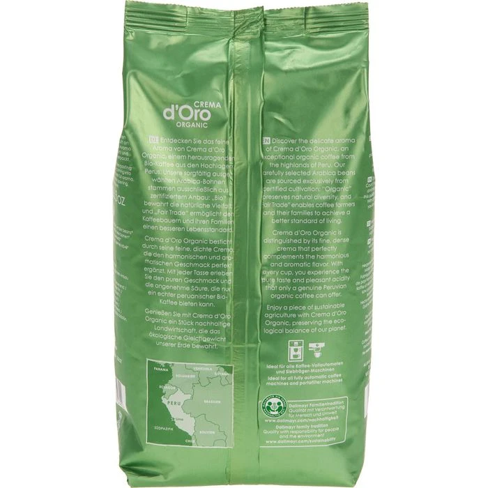 Dallmayr Kaffee Gran Verde Cafe Crema, BIO, Ganze Bohnen, Fairtrade, 750g 6 Dallmayr Kaffee Gran Verde Cafe Crema, BIO, Ganze Bohnen, Fairtrade, 750g – Bild 4
