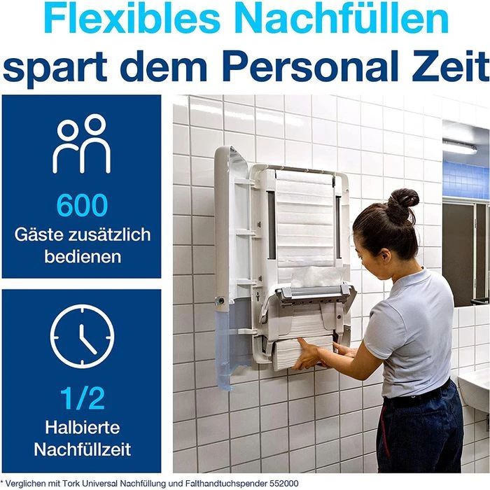 Tork Papierhandtücher PeakServe Endlos 100589 H5, 1-lagig Advanced Interfold 20,1x22,5cm 3240 Stück 7 Tork Papierhandtücher PeakServe Endlos 100589 H5, 1-lagig Advanced Interfold 20,1x22,5cm 3240 Stück – Bild 5