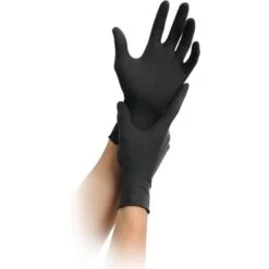MaiMed Einmalhandschuhe Nitril Black, Puderfrei, 76843, Schwarz, 100 Stück, Größe L -Küche Fach Geschäft a274e890b37f7fbe9cb2ad12277f00452d2a867c einmalhandschuhe maimed nitril black puderfrei