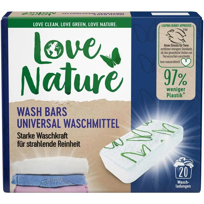 Love-Nature Waschmittel Wash Bars, Alpine Fresh, Vollwaschmittel, Universal, 0,59 Kg, 20 WL 3 Love-Nature Waschmittel Wash Bars, Alpine Fresh, Vollwaschmittel, Universal, 0,59 Kg, 20 WL