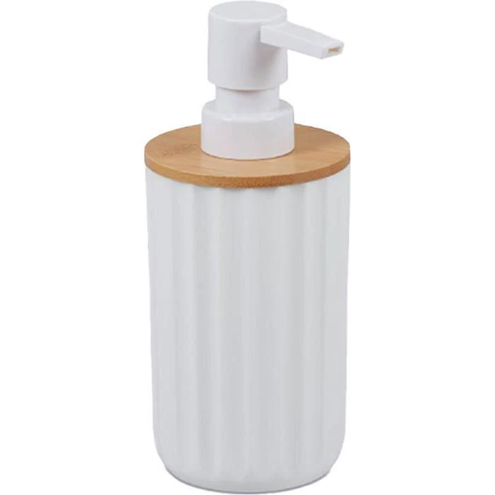 Relaxdays Seifenspender Rund, Bambus Und Kunststoff, Weiß / Braun, 340ml 3 Relaxdays Seifenspender Rund, Bambus Und Kunststoff, Weiß / Braun, 340ml