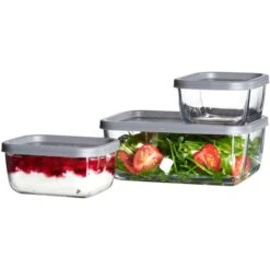 Ritzenhoff&Breker Vorratsdose Boho, Glas, 2x 0,405 / 1,17 Liter, Eckig, Set, 3-teilig