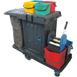 Böttcher-AG Reinigungswagen Safety PE, Mit Presse, 2 X 18 Liter, 2 X 5 Liter