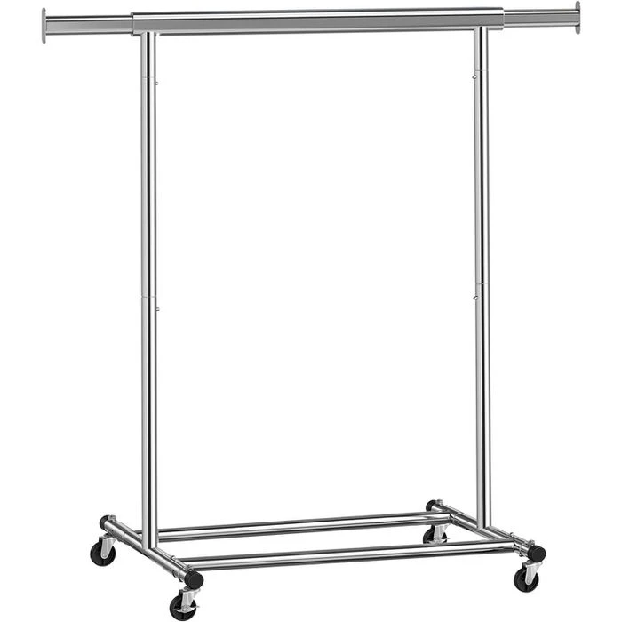Songmics Garderobenständer HSR13S, Bis 90 Kg, Mit Rollen, Ausziehbar, Metall, Silber 3 Songmics Garderobenständer HSR13S, Bis 90 Kg, Mit Rollen, Ausziehbar, Metall, Silber