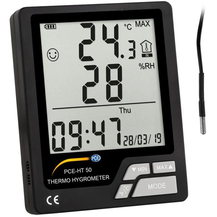 PCE Thermometer HT 50, Innen/außen, Digital, Mit Hygrometer, Mit Externem Fühler 3 PCE Thermometer HT 50, Innen/außen, Digital, Mit Hygrometer, Mit Externem Fühler