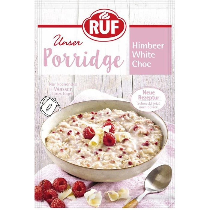 RUF Haferbrei Porridge, Himbeer White Choc, Eine Portion, 65g 3 RUF Haferbrei Porridge, Himbeer White Choc, Eine Portion, 65g