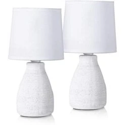Schreibtischlampe BRUBAKER Weiß, Steingut-Standfuß, 2 Stück
