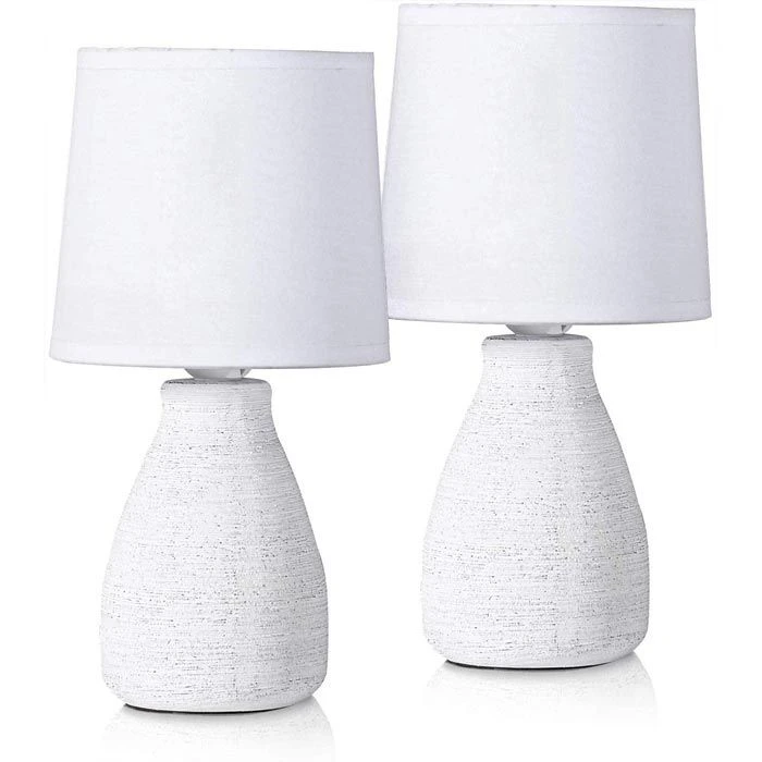 Schreibtischlampe BRUBAKER Weiß, Steingut-Standfuß, 2 Stück 3 Schreibtischlampe BRUBAKER Weiß, Steingut-Standfuß, 2 Stück