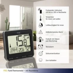 TFA Thermometer 30.3069.01 Prio, Innen/außen, Digital, Mit Hygrometer, Inkl. Funk-Sensor -Küche Fach Geschäft bdacb7e1e88a0bcde045474bdbcebb8016e11cb4 thermo hygrometer tfa 30.3069.01 prio funk