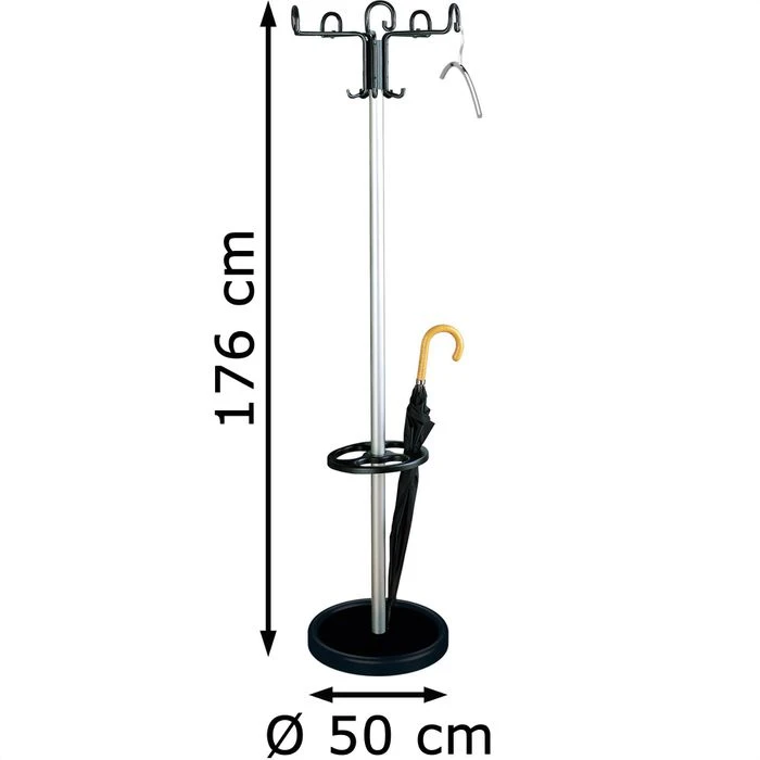Kerkmann Garderobenständer Prima, 6710, Mit 15 Haken, Metall, Silber / Schwarz 4 Kerkmann Garderobenständer Prima, 6710, Mit 15 Haken, Metall, Silber / Schwarz – Bild 2