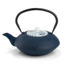 Bredemeijer Tee-Kanne Yantai, Gusseisen, Mit Edelstahl-Filter, Dunkelblau, 1,2 L