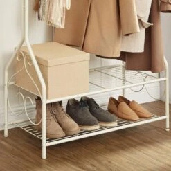 Songmics Garderobenständer HSR07W, Mit Schuhablage, Metall, Weiß 16 Songmics Garderobenständer HSR07W, Mit Schuhablage, Metall, Weiß -Küche Fach Geschäft c22b1e53e0f6880fd7c7ce51cf1eeb11899a5c86 garderobenstaender songmics hsr07w