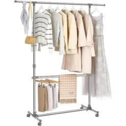 Songmics Garderobenständer LLR401, Mit Rollen, Ausziehbar, Metall, Silber / Grau -Küche Fach Geschäft c48560c32e472f2656e87d4382160f230a9c8c62 garderobenstaender songmics llr401