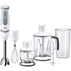 Braun Stabmixer MultiQuick 5 Vario, MQ 5245 WH, Set, Edelstahl, 1000 Watt, Weiß / Grau