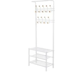 Songmics Garderobenständer HSR04W, Mit 18 Haken, Metall, Weiß -Küche Fach Geschäft c9bd39f9550d2c00287c8d86b52936b3fc5936a1 garderobenstaender songmics hsr04w