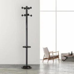 Unilux Garderobenständer Accueil 100340694, Mit 8 Haken, 175 X 34cm (HxØ), Metall, Schwarz -Küche Fach Geschäft cb7b7d5d22c7165051cd9adbe6b743c0cfd7ba3e garderobenstaender unilux accueil 100340694