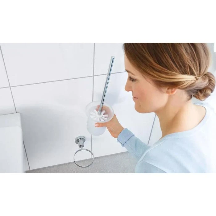 Tesa WC-Bürste Loxx, Weiß / Chrom, Bürstenhalter Aus Glas, Zur Wandmontage 8 Tesa WC-Bürste Loxx, Weiß / Chrom, Bürstenhalter Aus Glas, Zur Wandmontage – Bild 6