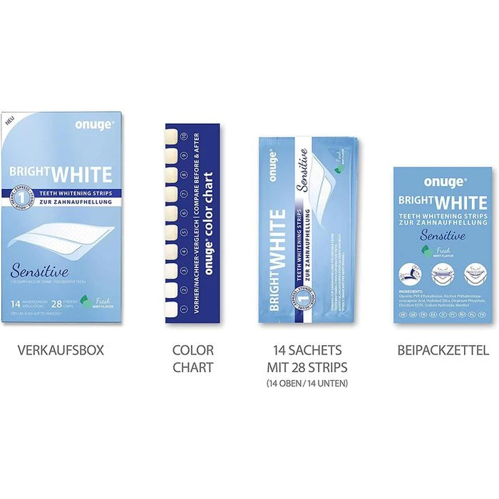 Onuge Zahnaufhellung Bright White Sensitive, Strips, Empfindliche Zähne, 28 Stück Für 14 Tage 5 Onuge Zahnaufhellung Bright White Sensitive, Strips, Empfindliche Zähne, 28 Stück Für 14 Tage – Bild 3