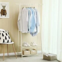 Songmics Garderobenständer HSR05W, Mit Schuhablage, Metall, Weiß 12 Songmics Garderobenständer HSR05W, Mit Schuhablage, Metall, Weiß -Küche Fach Geschäft d3b405df3f56e6b39268f9b8d6aecfb184907e5d garderobenstaender songmics hsr05w