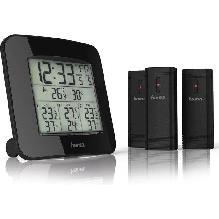Hama Thermo-Hygrometer EWS-Trio Funk, Für Innen Und Außen, Mit Funkuhr, Inkl. 3 Sensoren 4 Hama Thermo-Hygrometer EWS-Trio Funk, Für Innen Und Außen, Mit Funkuhr, Inkl. 3 Sensoren – Bild 2