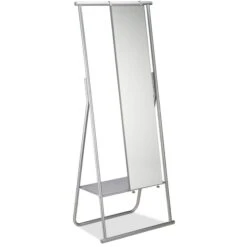 Relaxdays Garderobenständer 10022580, Mit Ablage & Spiegel, Metall, Silber