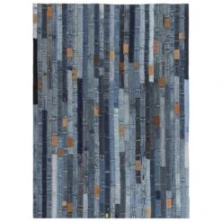 VidaXL Teppich Jeansflicken Patchwork, 160 X 230cm, Florhöhe 8mm, Rutschfeste Unterseite, Blau