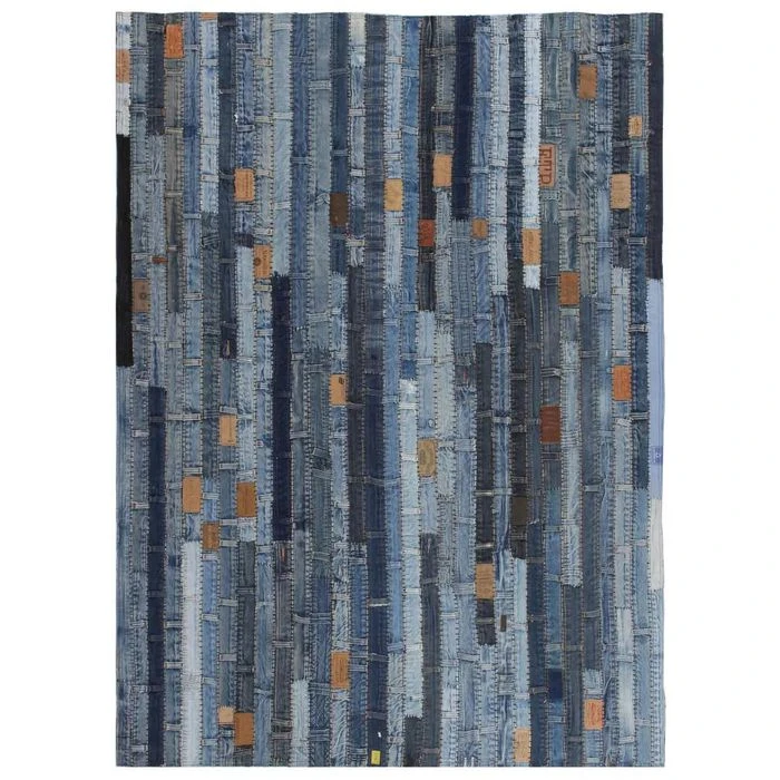 VidaXL Teppich Jeansflicken Patchwork, 160 X 230cm, Florhöhe 8mm, Rutschfeste Unterseite, Blau 3 VidaXL Teppich Jeansflicken Patchwork, 160 X 230cm, Florhöhe 8mm, Rutschfeste Unterseite, Blau