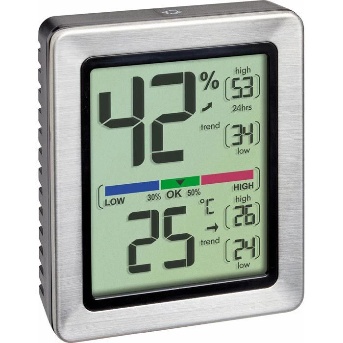 TFA Thermo-Hygrometer 30.5047.54 Exacto Digital, Für Innen, Edelstahlrahmen 4 TFA Thermo-Hygrometer 30.5047.54 Exacto Digital, Für Innen, Edelstahlrahmen – Bild 2
