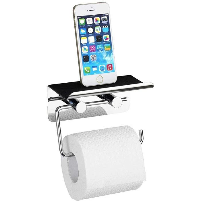 Wenko Toilettenpapierspender 21809100, Edelstahl, Für 1 Kleinrolle, Mit Ablage, Silber 3 Wenko Toilettenpapierspender 21809100, Edelstahl, Für 1 Kleinrolle, Mit Ablage, Silber