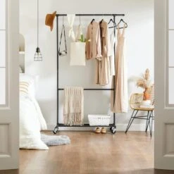 Songmics Garderobenständer HSR62BK, Bis 110 Kg, Mit Rollen, Metall, Schwarz 16 Songmics Garderobenständer HSR62BK, Bis 110 Kg, Mit Rollen, Metall, Schwarz -Küche Fach Geschäft ddc99864c3e4cb70faf31a3aee7956c4d2040bcd garderobenstaender songmics hsr62bk bis 110 kg